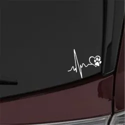 Heartbeat & pet footprint - autocollant vinyle